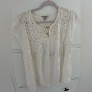 Lucky Brand eyelet cream top